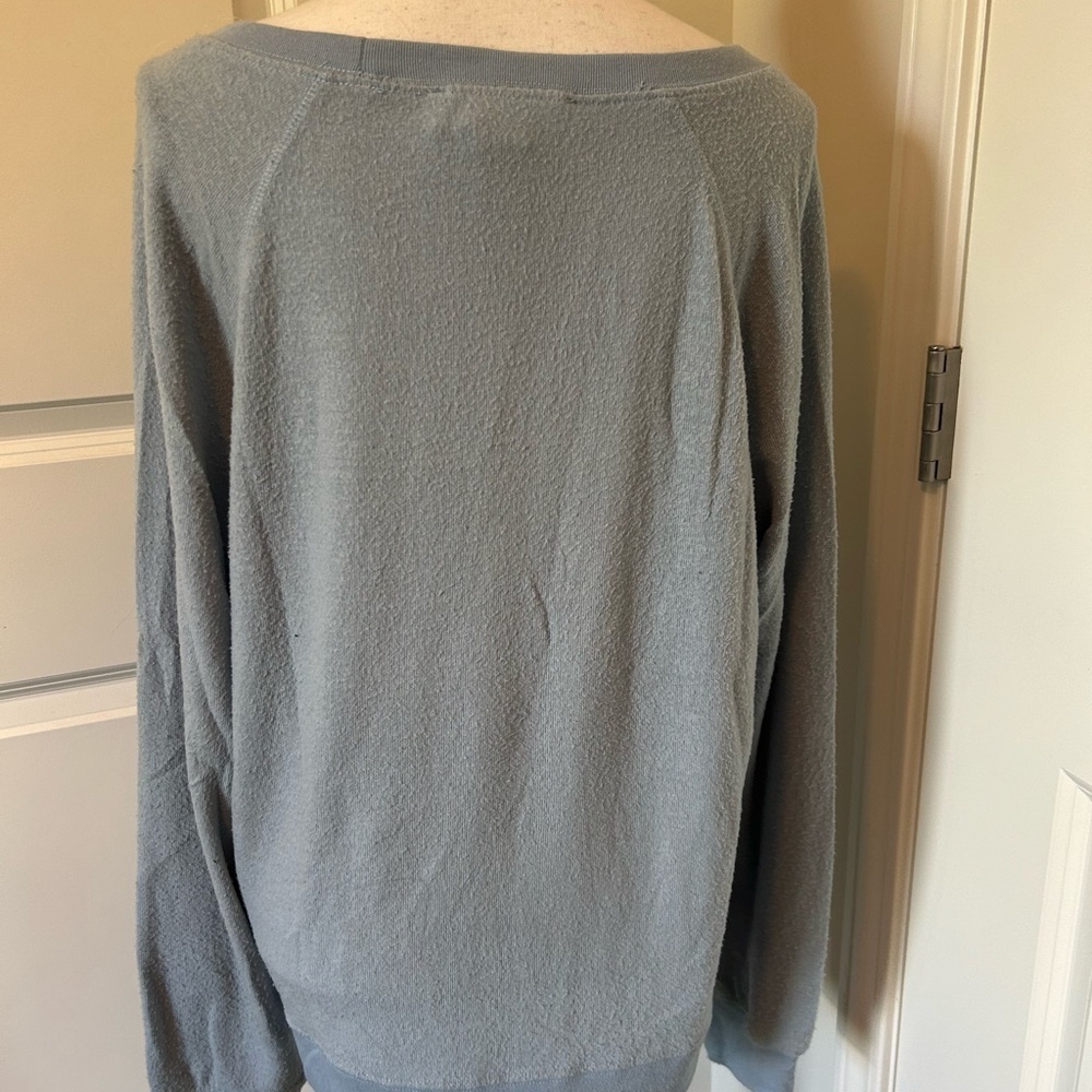 Light blue “loved” graphic crew neck long sleeve sweater top - Picture 5 of 6